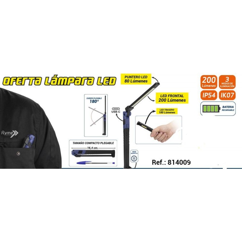 Linterna de bolsillo led 4 posiciones con cargador - 24,00 €