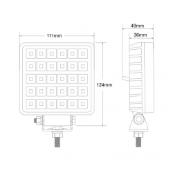 Faro cuadrado largo alcance 30 leds 12/24v con interruptor