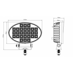 Faro ovalado largo alcance 27 leds 12/24v con interruptor