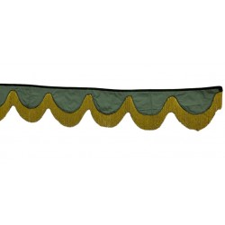 Visera frontal decorativa con flecos camión parasol verde y dorado