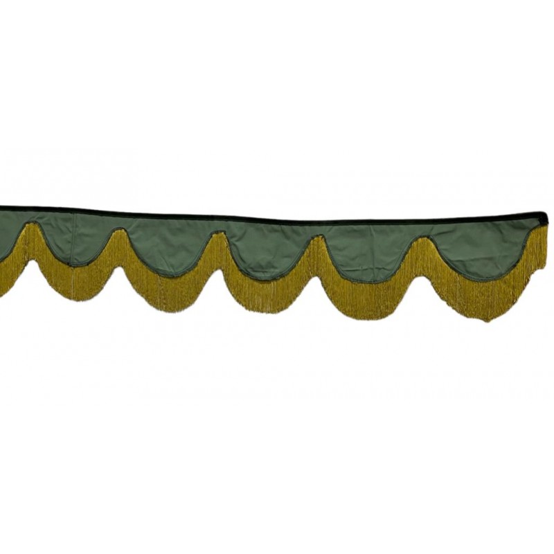 Visera frontal decorativa con flecos camión parasol verde y dorado - 49,00 € 