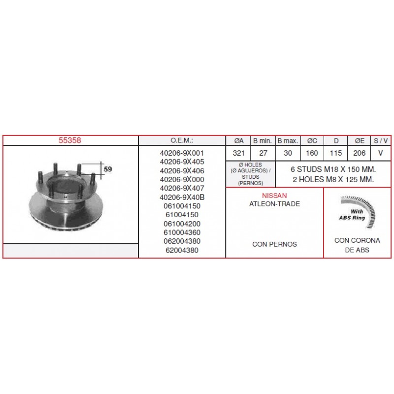 Disco de freno NISSAN - 115,00 € 