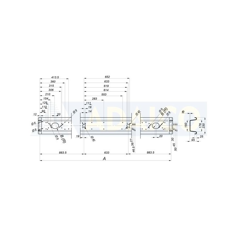 Paragolpes trasero semiremolque aluminio 2400mm - Solocamión Repuestos