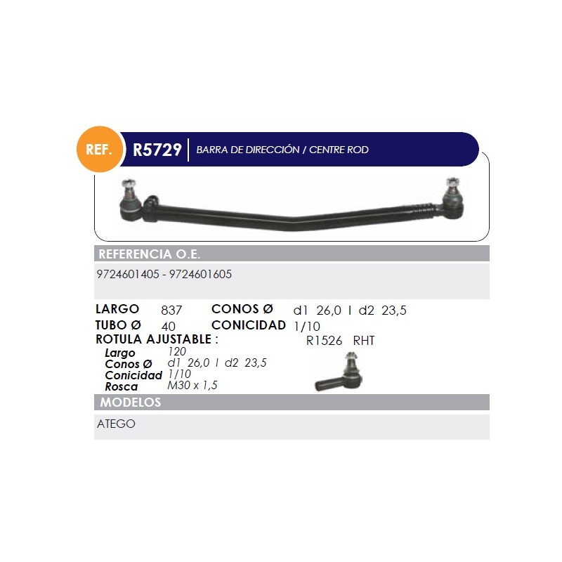 Barra dirección corta Mercedes Atego - 151,25 €