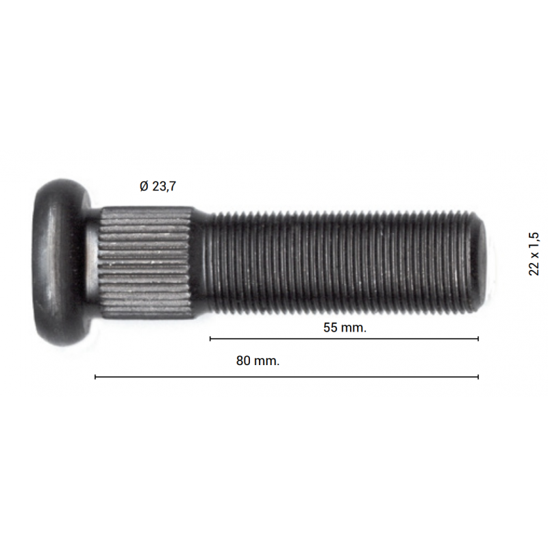 Perno de rueda ror 80mm dracomet - 6,50 € 