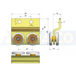 Carro de lona doble 30x24 con rodamiento de nylon