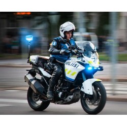 Rotativo led azul r65 con mastil para moto telescopio